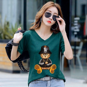 Charming เสื้อแฟชั่นเกาหลี ลายหมี เสื้อยืดผ้าCotton เนื้อหนานุ่ม ดีไซน์สวยเก๋ เกรดพรีเมียม รุ่น C747