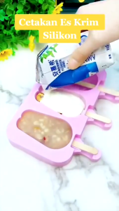 Alat Pembuatan Es Krim Silikon 3 Slot Stik Buah BPA Free Snack Anak Bentuk Gemoy Popsicle Pudding