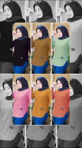 HN KAOS POLOS WANITA LENGAN PANJANG OVAL BAHAN BABYTERRY Atasan Baju Cewek Santai Top Oversize/Kaos Wanita Casual Kekinian