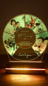 Đèn led 3d in ảnh gia đình - Mẫu đĩa nhạc