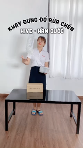 Rổ đựng dụng cụ rửa chén HIVE spat rack (Kèm Hộp nhựa + Khay inox) 수세미망