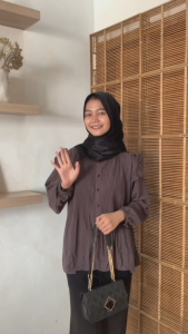 Baju Atasan Blouse Plisket Lidi Lengan Kerut