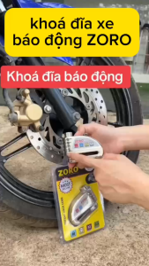 Ổ khóa đĩa xe máy báo động chống trộm ZORO màu trắng bạc còi hú to công nghệ mỹ chìa tròn thép chống gỉ chống nước