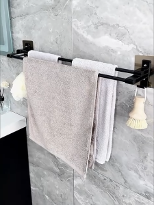 MEIDOO ราวแขวนผ้าอลูมิเนียมไม่เจาะรูสติกเกอร์ขนาดใหญ่ติดตั้งกันน้ำไม่เป็นสนิม