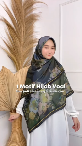 Thiflati Voal Jumbo 140x140 cm Motif Flower Abstrac Scarf Kerudung Segi Empat Premium Hijab Motif