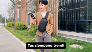 Techdoo Tas Selempang Pria USB Port Sling Bag Cowok Pinlock Anti Maling Tas Pria Casual TS736