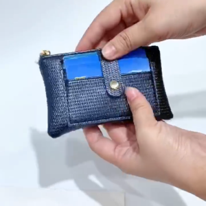 HANKE Mini Metallic Snap Button Card Holder Wallet and Coin Purse