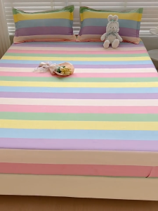 homepo [PH STOCK & COD] new 3in1 bedsheet  Brushed  Elastic New fashion flower design Bed Covers Single/Double/Queen/King Size Fitted Sheet (2pcs pillow case+1fitted sheet)