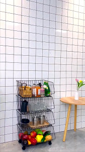 3/4/5 Kitchen Organizer Storage Rack with Wheels Cart Bathroom Organizer Indoor Organizer Metal Utility Trolley