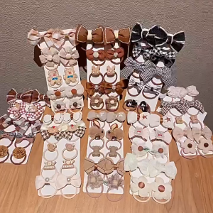 Dây buộc tóc cho bé gái nhiều màu xinh xắn đàn hồi tốt không gây đau đầu cho bé - Combo 10 chun buộc tóc gắn nơ cho bé