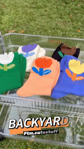 พร้อมส่ง ถุงเท้าดอกไม้ข้อกลางรุ่น 𝐁𝐚𝐜𝐤𝐲𝐚𝐫𝐝🏕️✨