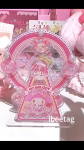 Sanrio Kuromi ของเล่นชิงช้าสวรรค์ Cinnamoroll อะคริลิคหมุนได้ตกแต่งขาตั้งเดสก์ทอปประกอบชิ้นส่วนงานฝีมือของขวัญวันเกิดแบบสร้างสรรค์ของเล่นการศึกษาเครื่องประดับยืน
