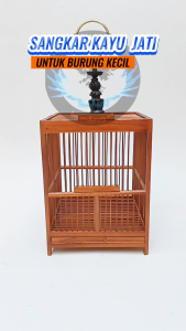 Sangkar Pleci Kolibri Sogon Kayu Jati Finishing Semprot Plitur