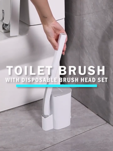 Toilet Bowl Cleaning Brush Disposable Toilet Brush Head Toilet Cleaning Brush Set Replaceable Brush Head (Three Odors) 360° Rotation Long Handle With Holder Antibacterial Deodorizing Decontaminating Toilet Brush for Toilet Seat Cover Mirror