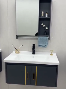 ⚡FLASH⚡40/50/60/70/80CM Aluminum Bathroom Cabinet Basin Set Cosmetic Storage Mirror Box Ceramic Kabinet Sink