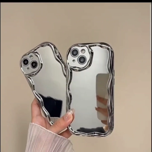 Case Wave Mirror Softcase Gelombang Silver untuk iPhone 11, 12, 13, dan 14