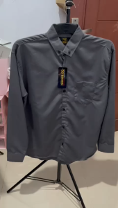 KEMEJA POLOS PRIA AYAH DAN ANAK WARNA ABU-ABU COTTON BAJU LENGAN PENDEK REGULER MENS BASIC