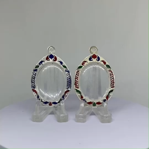 T2043-1 กรอบพระ ตลับพระลงยา เหรียญไข่ หรือพิมพ์ใกล้เคียง ขนาดวงใน 3.0*4.0 ซม. ขนาดที่ใส่สวย 2.6*3.6 ซม. หรือขนาดพระใกล้เคียง