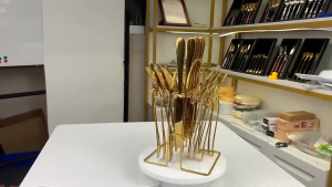 Western tableware 24pcs stainless steel knife fork and spoon box gold gift box set high appearance level