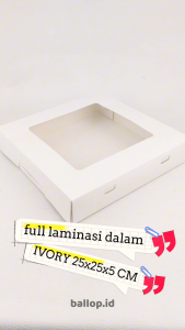 [10 PCS] IVORY 25 25 5 CM Laminasi Jendela Box Dus Pizza Brownies Cake Kue Snack Roti Kotak Putih Bakery