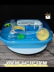 กรงหนู 2 ชั้น ได้พร้อมอุปกรณ์ วงล้อ ขวดน้ำ บ้านหนู ขนาด 39.5*29.5*37CM แถมท่อในตัว สามารถพกพาได้