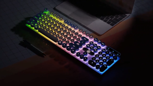 【MSIA STOK】K600 Gaming Mechanical Keyboard 104 Keys Round Keycap Wired Backlit E-Sports Keyboard Peripherals for Desktop
