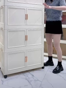 1/2/3/4/5 Layers Foldable Storage Cabinet2 Doors  Multipurpose Storage Box StorageCabinet Stackable Storage