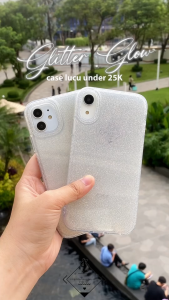 Glitter Glow Case Untuk IPHONE (7 - 15): Casing Lucu Silver Holo