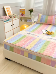 Abraca Dabra 3 IN 1 Quilted sheets Pillow case Mattress Topper Cotton Fabric Mattress Protector Thicken Fitted Bedsheet Single Super Single Queen King Size Thicked Bedsheet