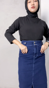 Seventyn Skirt Rok Jeans Haighwaist Mode Hijab Korean Style