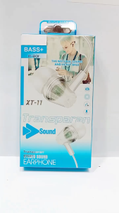Handsfree Headset + Mic Transparan XT-11 Earphone Stereo Sound Quality Heavy Bass