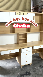 [ Freeship HCM ] [ Kèm video thực tế ] [Trả góp 0%]  Bàn học đôi kèm  kệ sách cho bé Ohaha - BH010