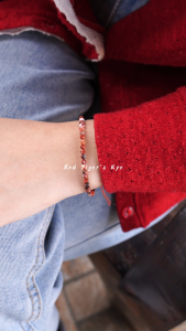 Minimalist Bracelet - Red Tigereye Stone ขนาด 3 มม. สร้อยข้อมือ เชือกถัก ของ Siam Online