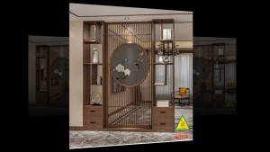 Vách ngăn phòng khách vách ngăn tủ kệ bằng gỗ 4VTK16 - Nội thất lắp ráp Viendong adv