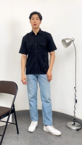 Baju Kemeja PDL PDH Lapangan Lengan Pendek Navy Pakaian Atasan Seragam Pria Wanita Kemeja Kerja