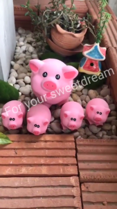 ตุ๊กตาจัดสวน ตุ๊กตาแต่งสวน ชุด 5 ตัว แม่หมู ลูกหมู ลูกหมู หมูเซรามิค ตุ๊กตาเซรามิค แต่งบ้าน