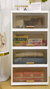 Cornerbox ตู้เก็บของแบบมีฝาพับ ตู้เก็บของแบบพับได้ ตู้เก็บของในครัว มีล้อเลื่อน ความจุแบริ่ง 150KG วัสดุ PP หน