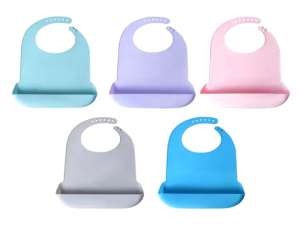 3D Elderly Adult Bib Waterproof Silicone Adult Bib Washable Elderly Burp Cloth with Food Catcher