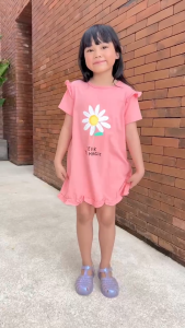 Dress Anak Elena Lucuna Warna Peach Size 1-5 Thn