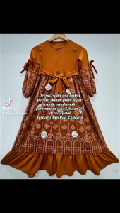 Dress crinkle mix brukat pariasi bunga putih anak usia 5/6 dan 7/8 th