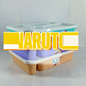 Grosir!! 1 Lusin Tempat makan bekal anak sekolah 4 Sekat Lunch Box Sovenir Warna Pastel