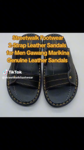Streetwalk Marikina Made Classic Leather Men Sandals Two Strap Black/Brown - Comfortable Slides for Men (Item code: MS-304)