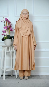 Muslimah Suit MARISSA 14.0 - Jubah Seluar Umrah Haji Wanita Hitam Putih dark purple dark Blue Nursing Ironless