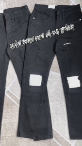 Quần jean nam ĐEN rách vá da chất vải jean co giãn dễ vận động vừa form tôn dáng giá rẻ đẹp