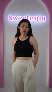 Basic Tanktop Crop Wanita Premium Rib Knit Polos - Basic Tanktop - Sweetenia