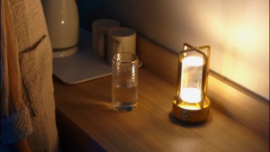 JOYCE Lamp Cordless Bar Table Lamp LED Lantern Rechargeable Metal Table Lamp 3-Colour Touch Control Dimming Living Room Bar Dining Room Decoration Ambient Night Light Portable Camping Lamp