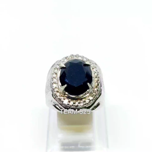 Cincin Batu Permata Black Onix Cutting Dim 12x10mm