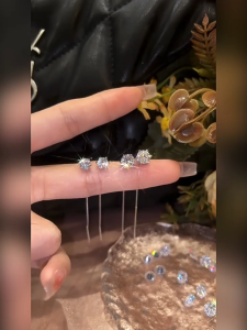 silver original italy 925 moissanite zircon six-claw ear tassel earrings for women gift