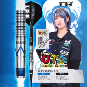 ONE80 SOFT TIP DART - 18G Kaori Miura 90%Tungsten Blue UTA Signature Dart Set Original Electronic Darts