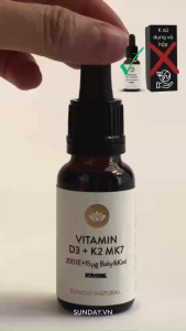 (HoảTốc1h) Vitamin D3 K2 MK7 Sunday Natural Của Đức 20ml 600 giọt - Tăng hấp thụ canxi giúp bé cao lớn - Chính hãng